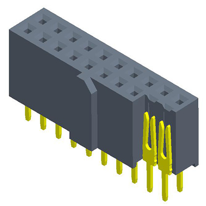 2.54mmFemale Header  Dual Row  180° Y-type with anti-dumb bumps